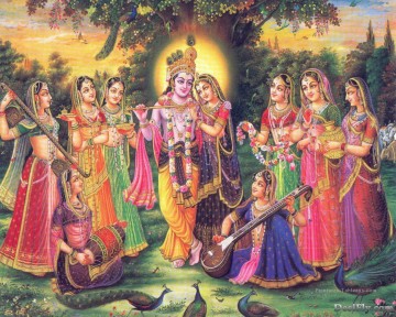 Radha Krishna 2 Hindou Peinture à l'huile